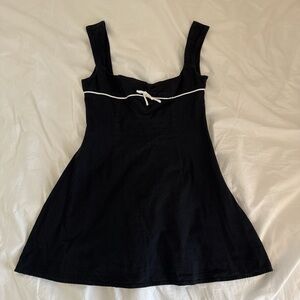 Black with white bow mini dress